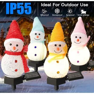 Decorazione Pupazzo di Neve di Natale Luce LED Luci Solari Esterno Impermeabile Lampione Lampada da Giardino Prato Paesaggio Luce Notturna
