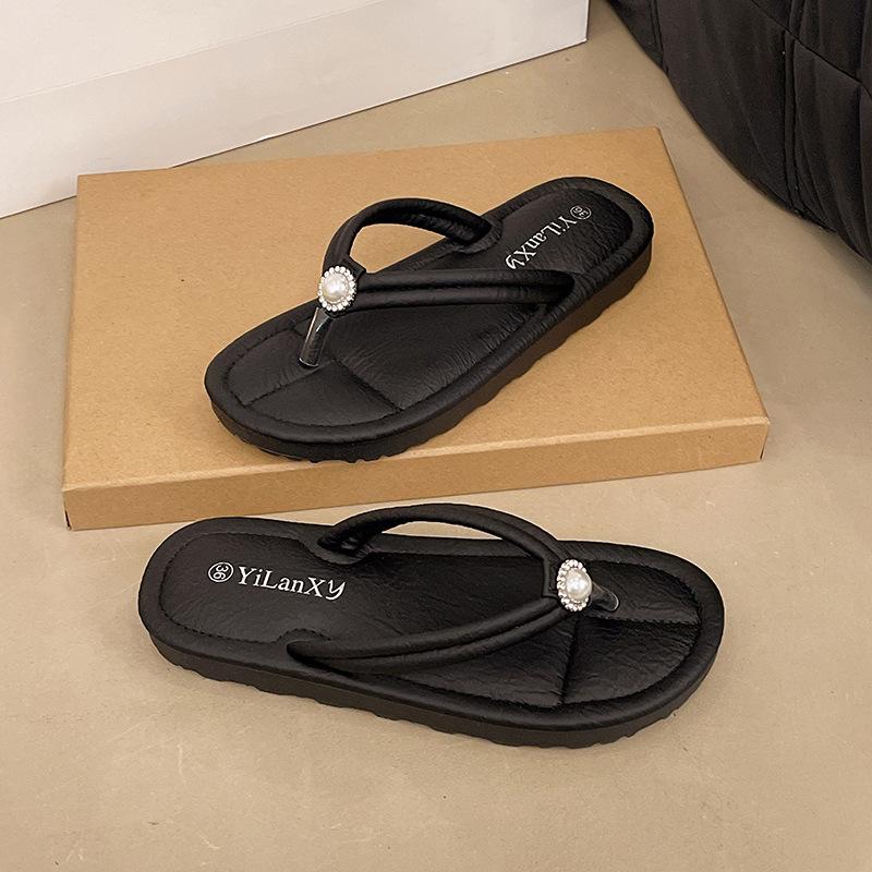 

Flat bottom versatile toe slippers women s summer wear casual niche cool slippers new flip-flops 40 чорний