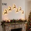 Seasonal Interior Wall Lighting LED Reindeer Decoration, 3D Light-Up Wooden Christmas Glow Silhouette Lights, Warm Backlit Lighted Art Peel And Stick