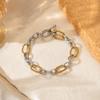 Minimalist 18k Gold Plated Stainless Steel Two Tone Twisted Cross Chain Ot Buckle Bracelet