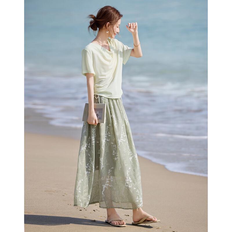 Shang Jing Women's French Romantic Resort Two-Piece Skirt Set