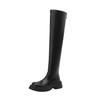 Krazing Pot Microfiber Autumn Winter Shoes Med Heels Flat Platform Size 42 Over-the-knee Boots Slip On Elastic Thigh High Boots