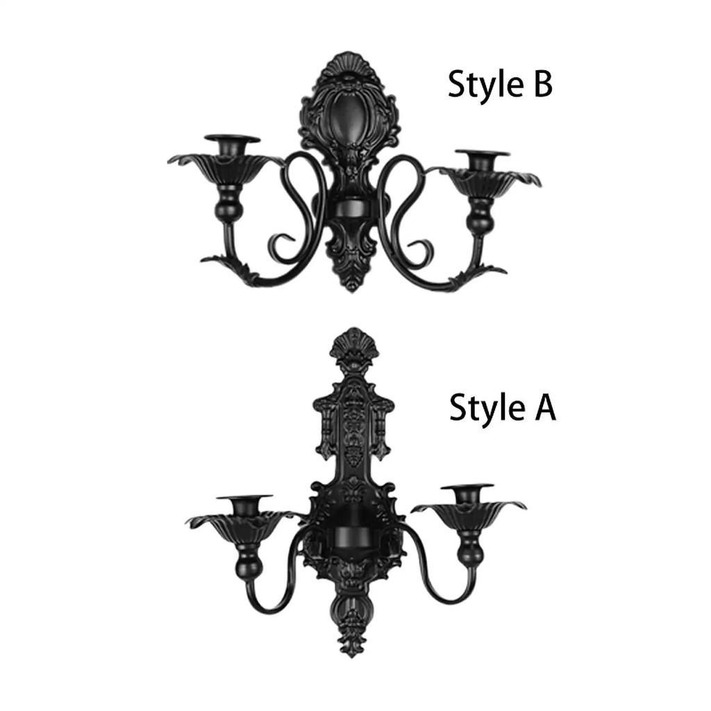 American retro black wall-mounted candlestick, background wall decoration, candle cup, garden wall hanging item, candle stand