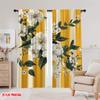2pcs,2D plane printing Light Filtering Curtains Blossom Stripe Polyester Easy Install (without rod) Decorations Outdoor Use for
