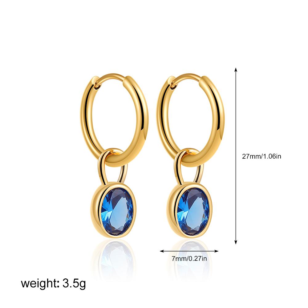 Delicate Multicolour Oval CZ Natural Stone Pendant Necklace for Women Stainless Steel Cuban Chain Necklace Fashion Jewelry Gift