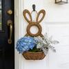 Hanging Wall Pocket Handwoven Wicker Easter Bunny Basket Rustic Charm Unlined Basket Flowers Eggs Gifts Indoor Outdoor Seasonal Decor