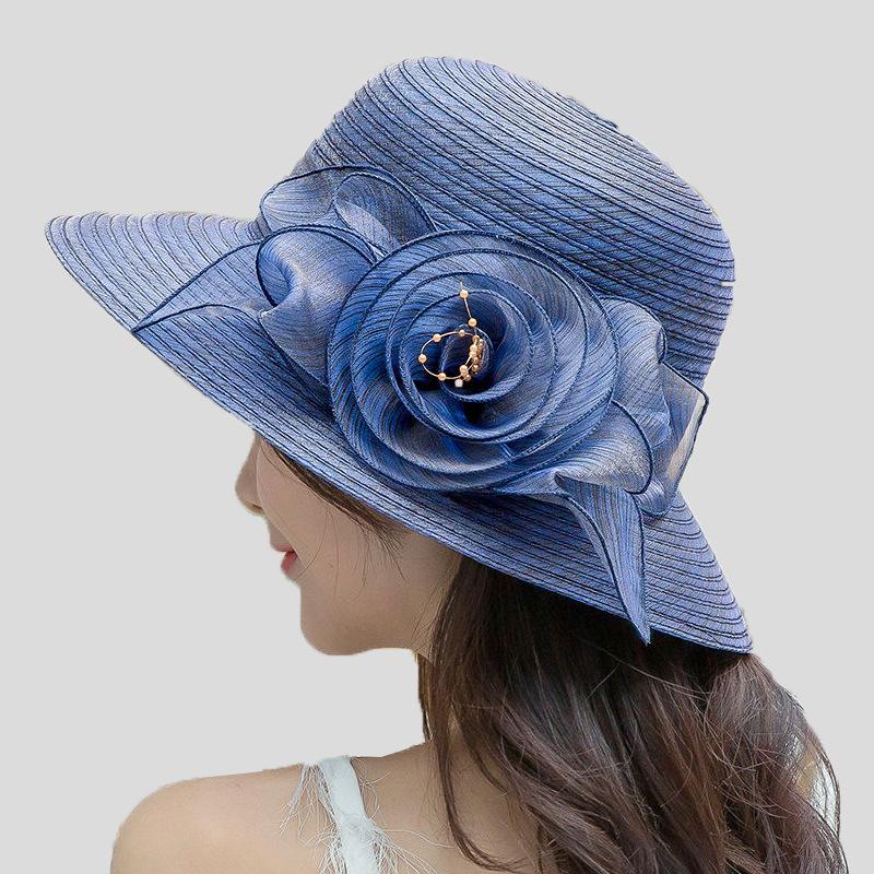 Hat female summer straw woven single flower small fragrant wind Japanese big brim sun hat travel sun hat ins wind straw hat