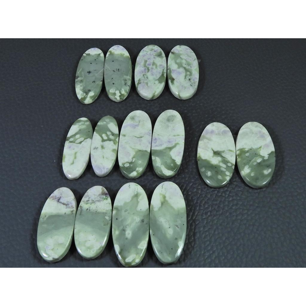 26-31 MM Natural Peace Jade Matched Pair Oval Cabochon Gemstone 7 Pair Lot C-772