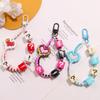 Cute Heart Keychain Trendy Candy Color Bead Lanyards Phone Case Hanging Cord Decoration Car Bag Backpack Beaded Pendant