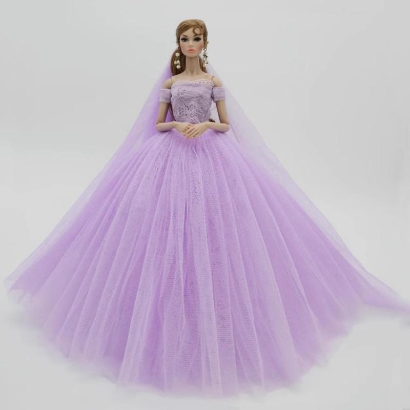 Princess Doll Sequined Luxury Tutu Dress 1/6 Size Bridal Formal Wear Candy Color Wedding Clothing for 29CM Dolls