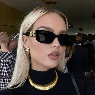Retro Rectangular Small Frame Sunglasses For Men, High-End Cat Eye Sunglasses For Women