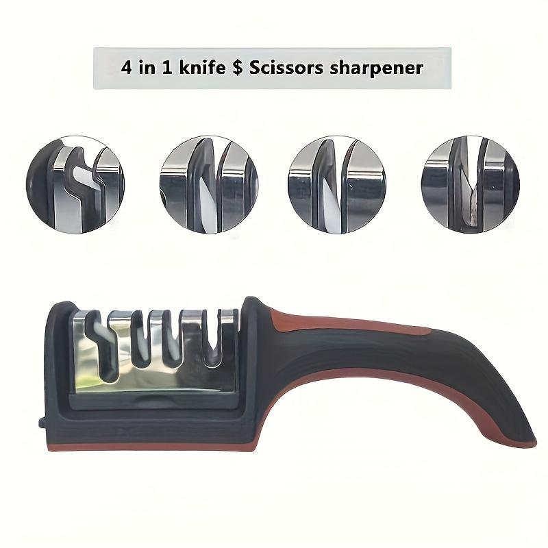 Household Knife Sharpening Tool Kitchen Cutter Knife Sharpener Multifunctional Handheld 3-1 Sharpening Stool Tool Non Slip Base