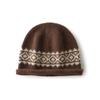 New autumn and winter pure cashmere thickened color matching rhombus knitted hat ear protector Lei Feng hat autumn and winter jacquard warm and cold