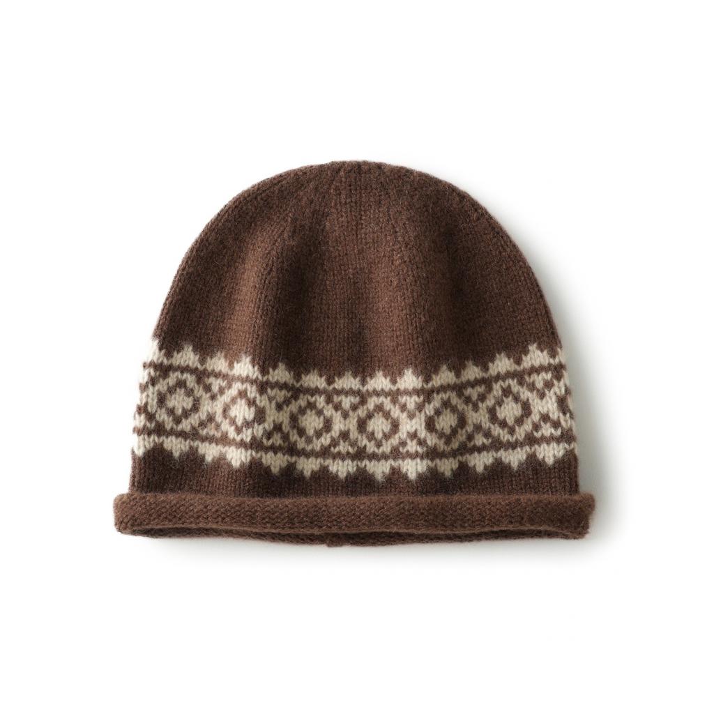 New autumn and winter pure cashmere thickened color matching rhombus knitted hat ear protector Lei Feng hat autumn and winter jacquard warm and cold