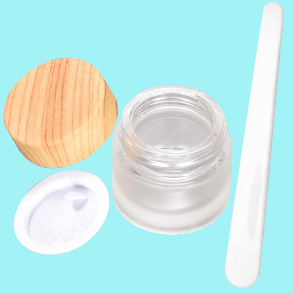 clowin Glass Cream Containers, 10g, Refillable, Travel, Skincare, Makeup, with Mini Spatula, Set of 6