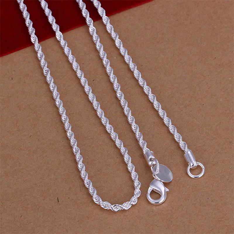 Fashion Unisex Silver Plated Twisted Rope Chain Necklace Delicate Trendy Temperament Classic Jewelry Gift for Women And Girls