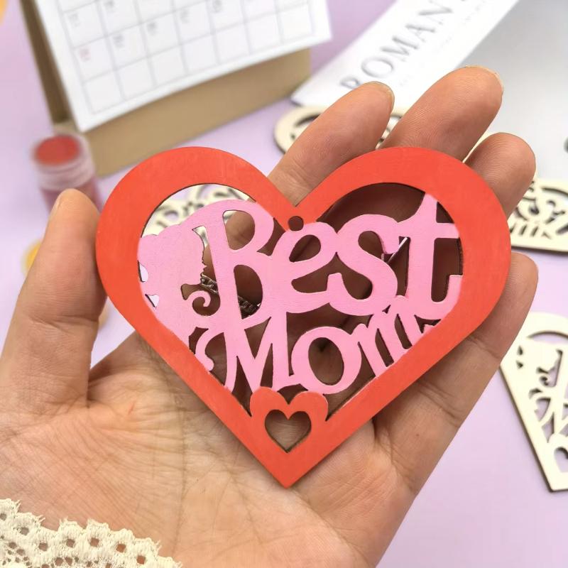 24pcs Wooden Heart Shape Diy Craft Ornaments with Twine String Clothes Great for Home Decor and Party Favor Mother's Day Gift