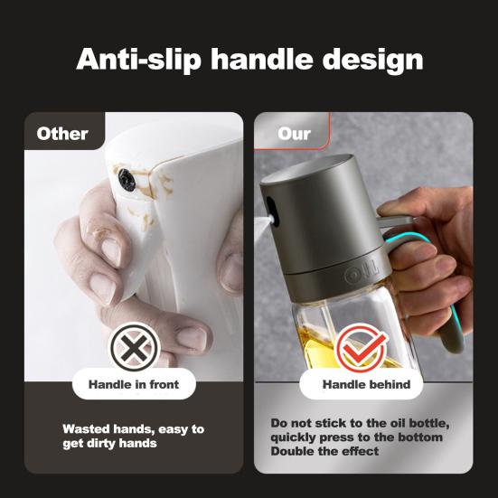250ML Oil Spray Bottle Transparent Design Olive Oil Sprayer Glass Oil Mister for Kitchen Cooking BBQ