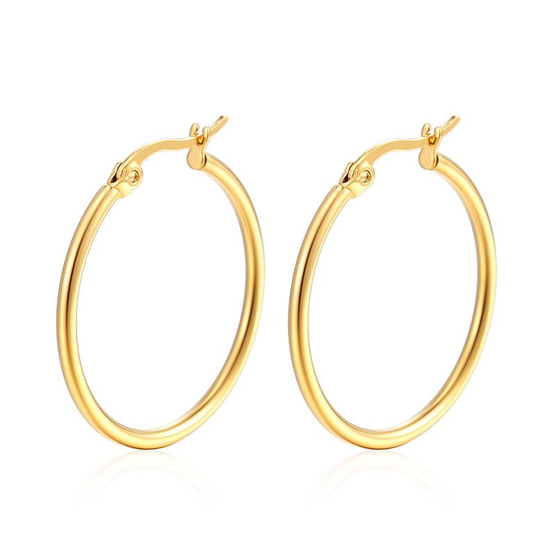 30-80Mm Big Simple Classic Hoop Earrings For Women Girls Circle Stainless Steel Earrings Gold Color Round Earings Gift