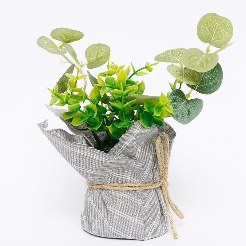 

Искусственный поддельный лист эвкалипта, домашний декор, зеленое растение, шелковые цветы, домашний офис, настольный реквизит для съемки светло-серый