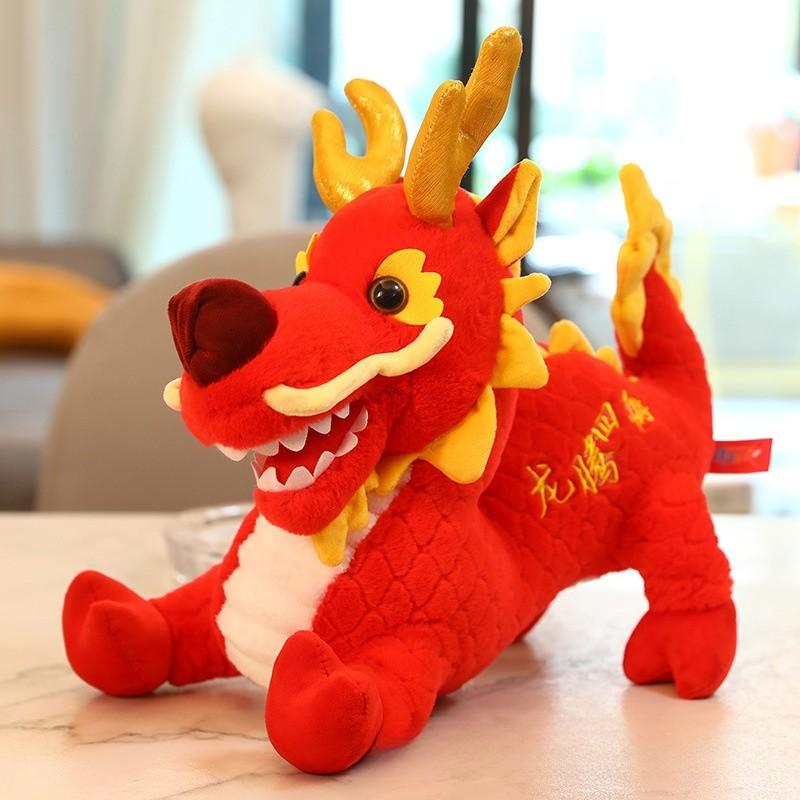 Chinese Dragon Plush Toy With Short Pile Fabric For New Year Gift And Collection