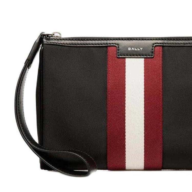 Bally Code Logo Zip Nylon Clutch Men Clutch Black 6308759