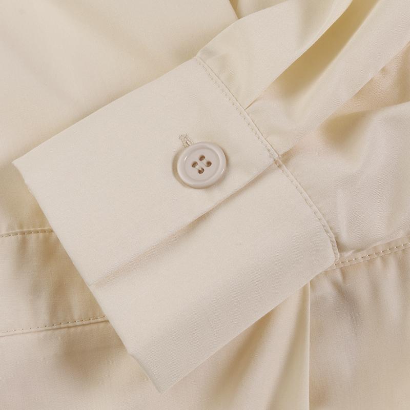 Women Casual Turn Down Collar Long Sleeve Loose Long Dress