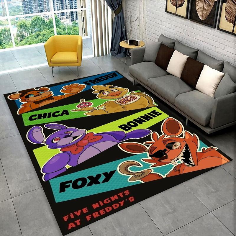 Tappeto Classico F-FNAF Gioco Horror Freddy per Stanza dei Giochi Camera da Letto Soggiorno Divano Decorazione Casa, Tappeto per Area Bambini Tappetino Antiscivolo