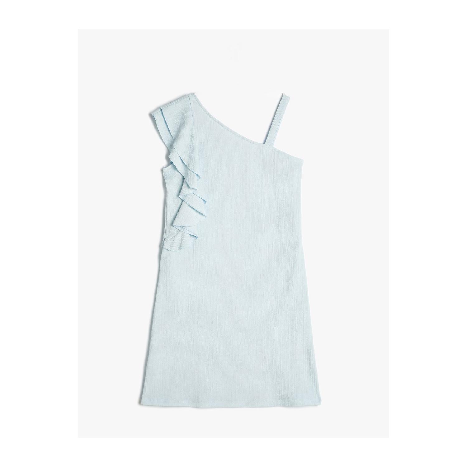 

Party Dress One Shoulder Ruffle Strap Detail 6-7 Yaş синий