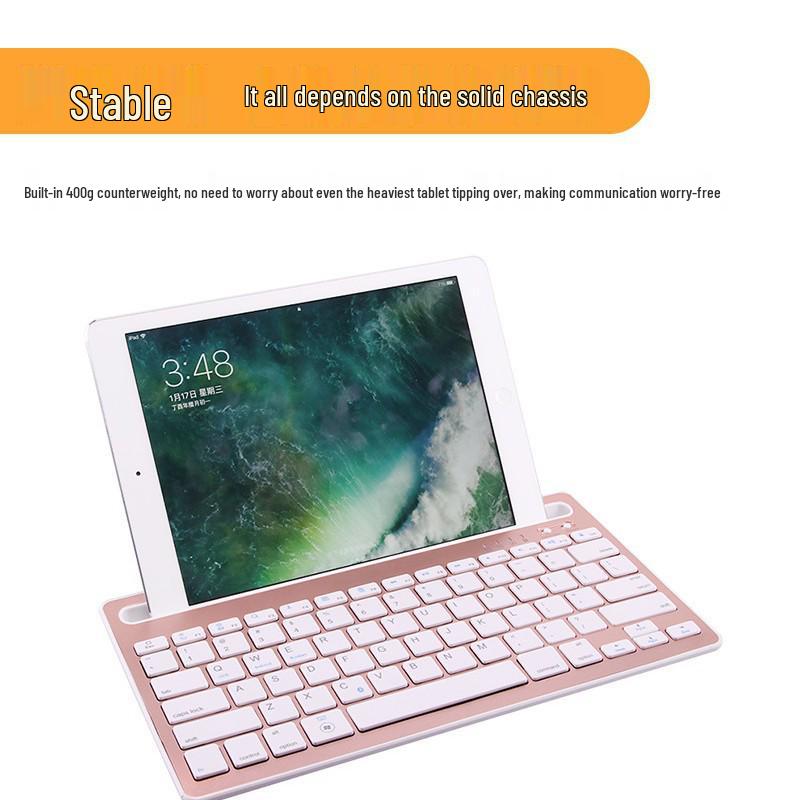 Universal Wireless Bluetooth Keyboard with Card Slot for Tablets & Phones, Dual Channel, Three-System Compatibility