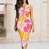 Women Plus Size Sleeveless Vest Midi Dress With Metal Ring Ornament On Left Neckline