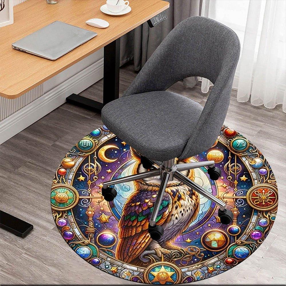 

Enchanted Owl Mandala Wall Art DecorRound Non-Slip chair mat chair carpet for office Rugs for Office Decor Gift For Valentine s Day Mother s Day Hallo 80cm by 80cm
