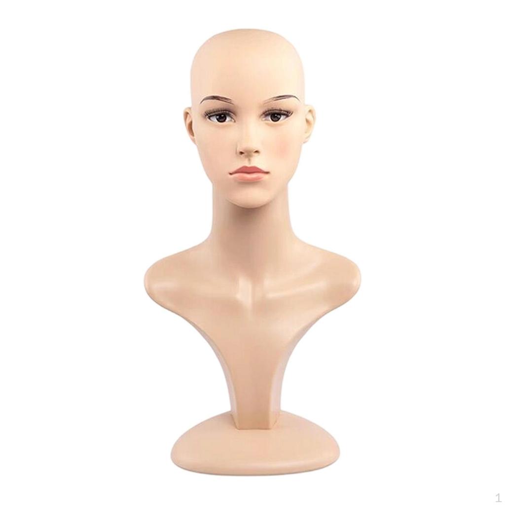 Female Mannequin Head Bust with Shoulder for Home Shop Stylists