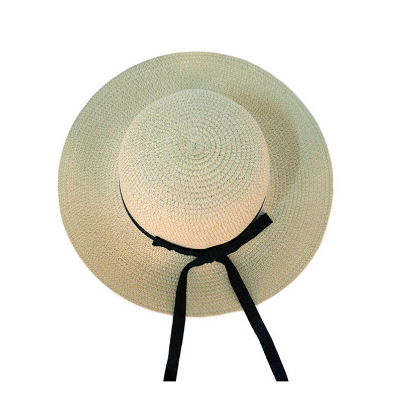 1PC Summer Straw Hat Women Wide Brim Beach Sun Hat Foldable Floppy Panama Bow Ribbon Ladies Cap