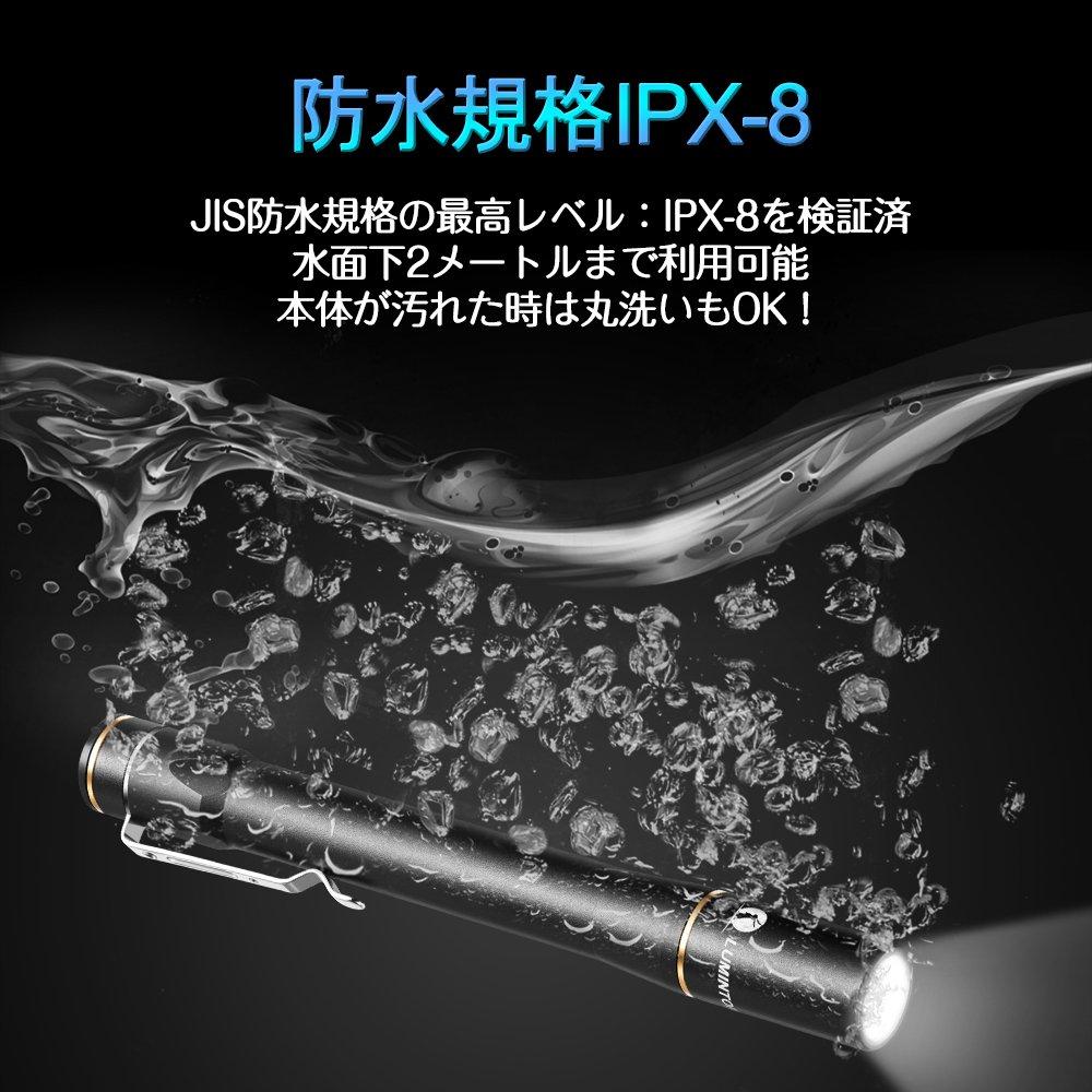 LUMINTOP IYP365 LED 200 50 Hours of Aluminum Alloy 3 Brightness IPX8 AAA Battery Compatible Penlight, Flashlight, Lumens, Use, Construction, Compact,
