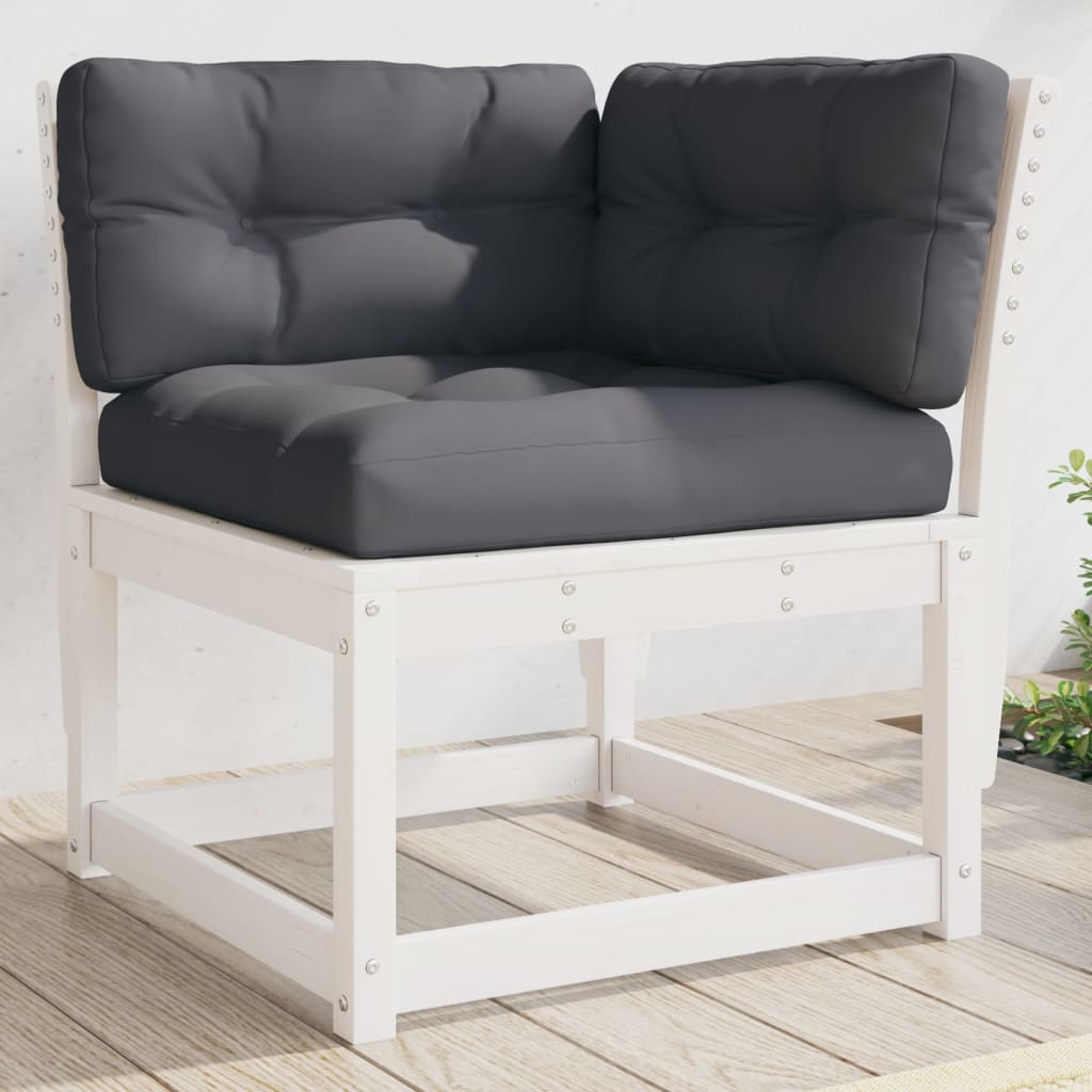 Vidaxl Garden Corner Seat With Cushions, White, 73X73X78 Cm