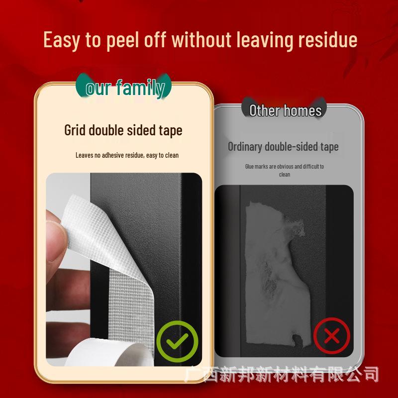Traceless Double-Sided Red Tape for Spring Couplets, Strong Adhesive, High Viscosity, Easy to Tear and Stick, No Residue.