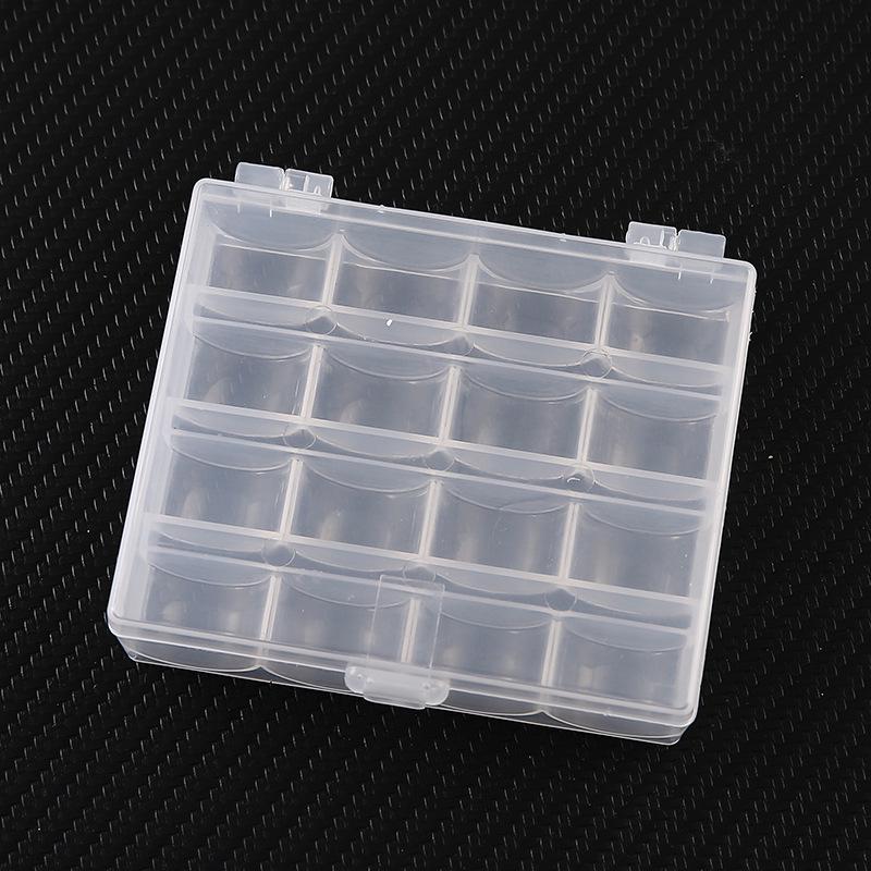 16-Grid Transparent Plastic Sewing Machine Bobbin Storage Box