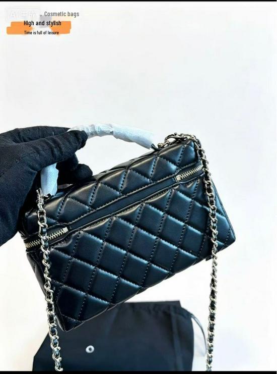 Xiangjia 2026 French Style Cowhide Lunch Box Bag with Diamond Lattice - Handheld & Single Shoulder Crossbody Bag