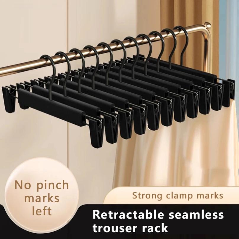 5PCS Pants Hanger Adjustable Clips Space Saving Anti-Slip Metal Rack Women's Skirt Clothes Organizer Socks Lingerie Racks