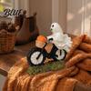 Detailed Resin Ghost Figurine Halloween Riding Motorcycle Figurine Novelty Rider Artistic Craft Statue with Pumpkin for Indoor Home Desk Tabletop
