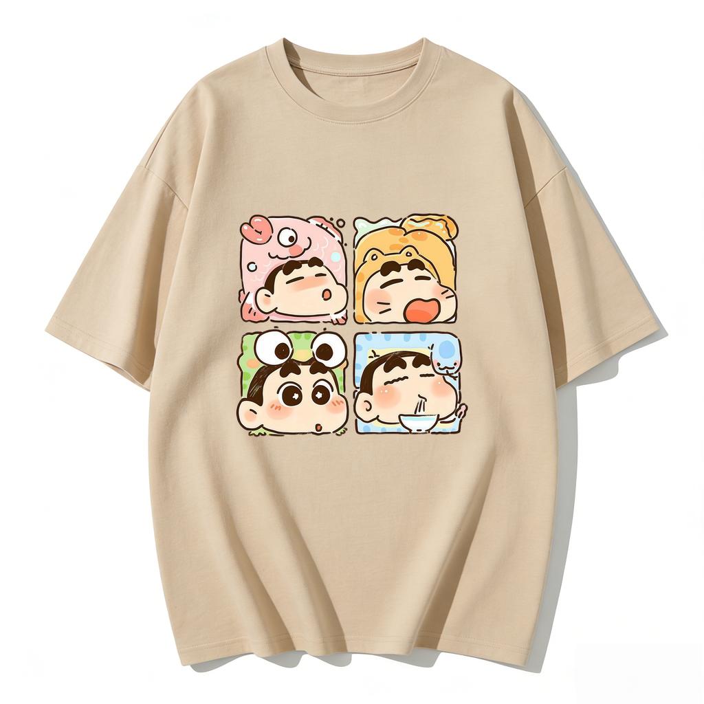 Crayon Shinchan Cute Cartoon T Shirt Couple Clothes Family Matching Tee Summer Casual Short Sleeve Cotton Top Fashion Streetwear