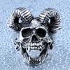 New Exaggerated Jewelry Men's Satan Ram Horns Skull Ring