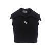 Hatu Cropped Ht Logo Collar Top Black
