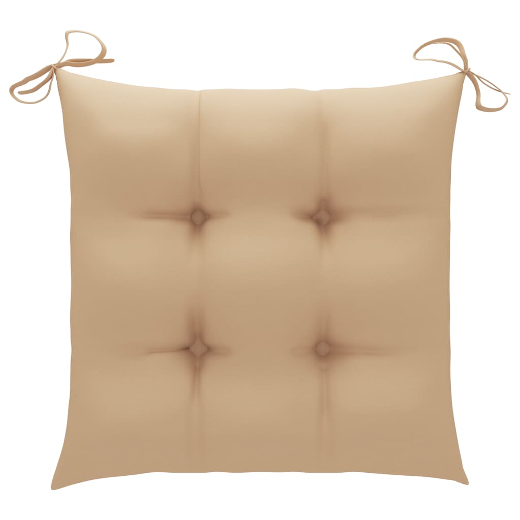 Garden Chairs with Beige Cushions 6 Pcs Solid Teak Wood