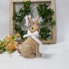 Easter Bunny Figurine Resin Rattan Woven Ornament Desk Decoration Festival for Children Day Birthday Wedding Gift Supply