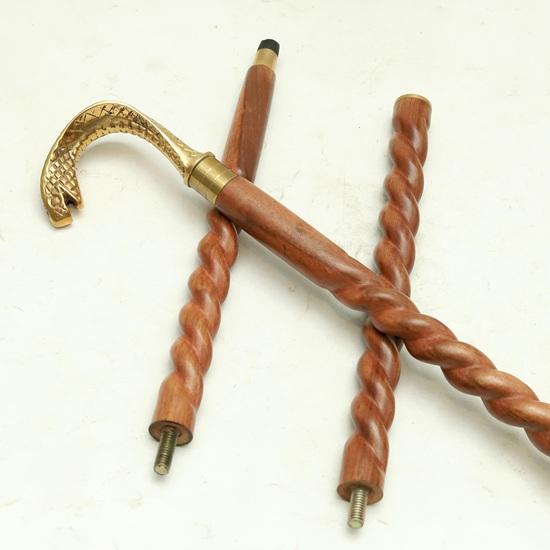 93.98 Cm Serpent Handle Walking Stick Handmade Twisted Wood Cane with Brass Snake Head Custom Gift for Men and Women