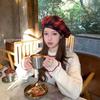 Retro Red Plaid Beret: Niche Design, Versatile Christmas Octagonal Hat, Light Luxury Style