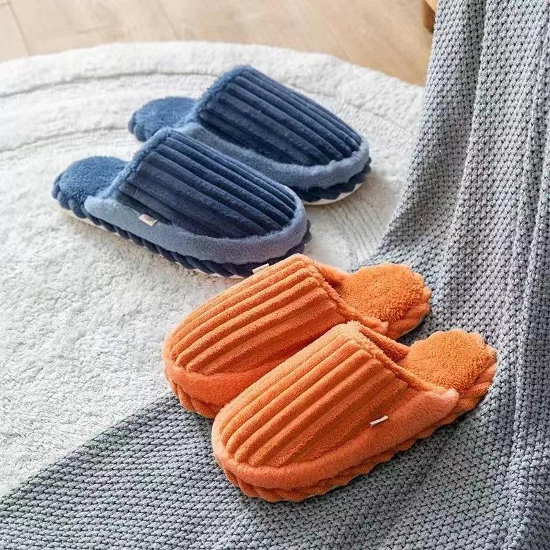 New cotton slippers women's home thick-soled warm indoor floor confinement shoes non-slip couple autumn and winter shoes men