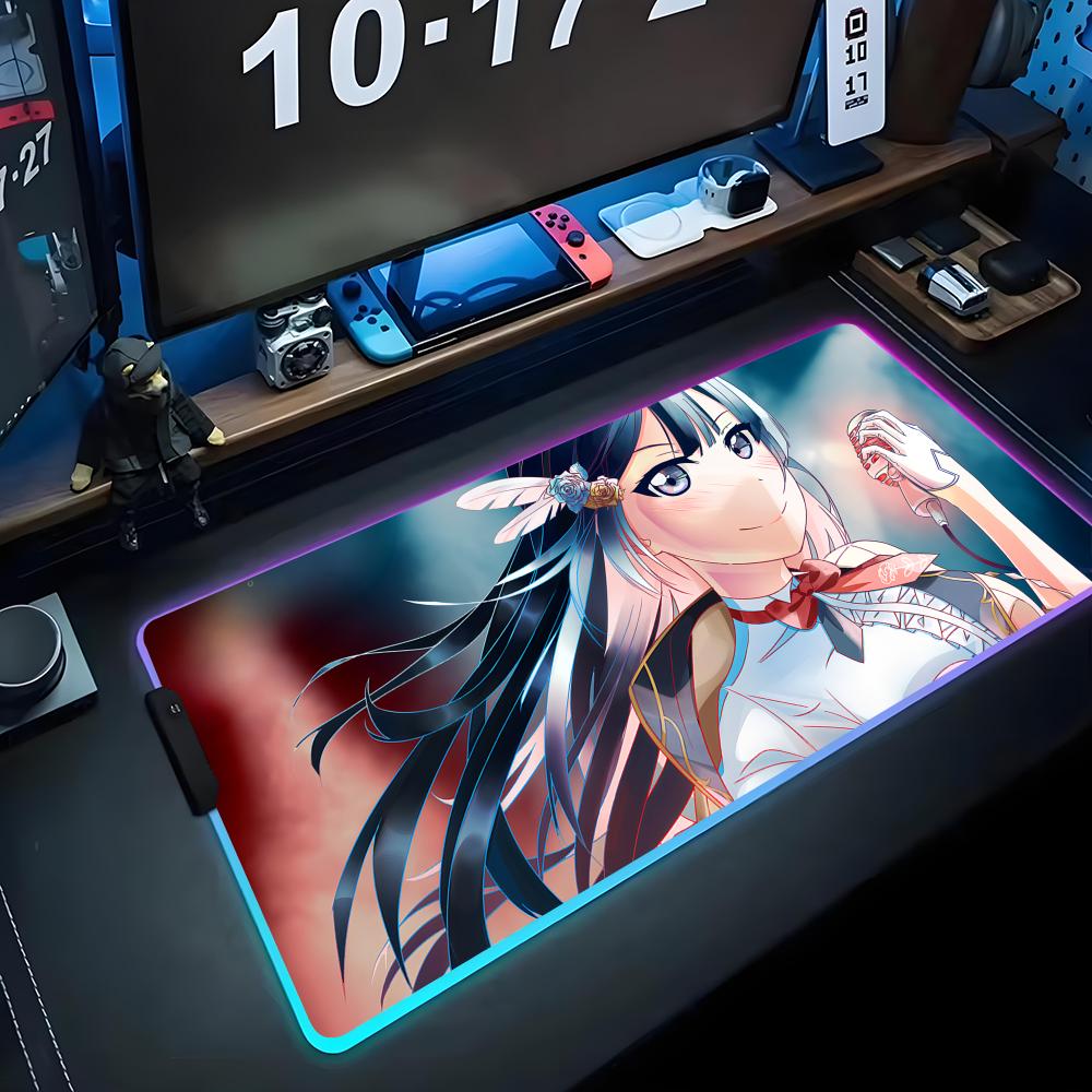 Setsuna yuki Mauspads RGB Gaming-Mauspad Großes LED-Pad PC-Schreibtischunterlage Leuchtendes Mauspads Große Tastaturmatten Tischteppich Mit Hintergrundbeleuchtung
